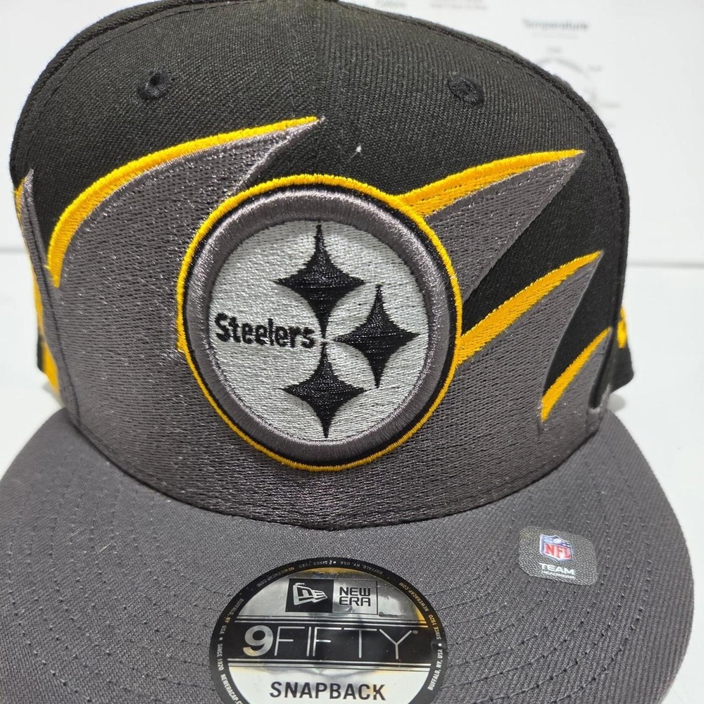 New Era Pittsburgh Steelers 9FIFTY Snapback Hat Black Gray Yellow NFL Cap OSFM